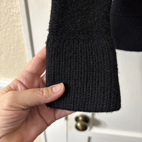 Anthropologie Moth Black Knit Wide Collar Form Fitting Sweater Jacket Cardigan - Picture 11 of 14